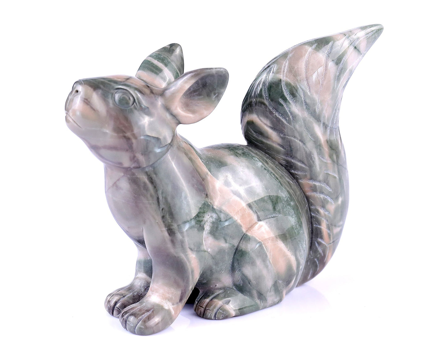 Nicedony 5.1" Jiulong Jade Hand Carved Crystal Squirrel Sculpture - View 7