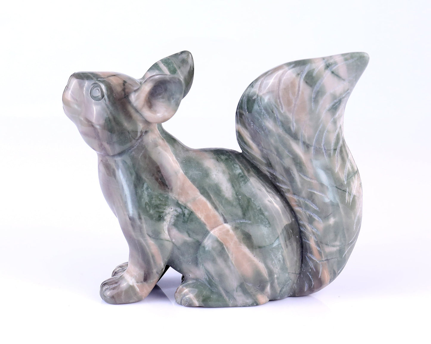Nicedony 5.1" Jiulong Jade Hand Carved Crystal Squirrel Sculpture - View 4