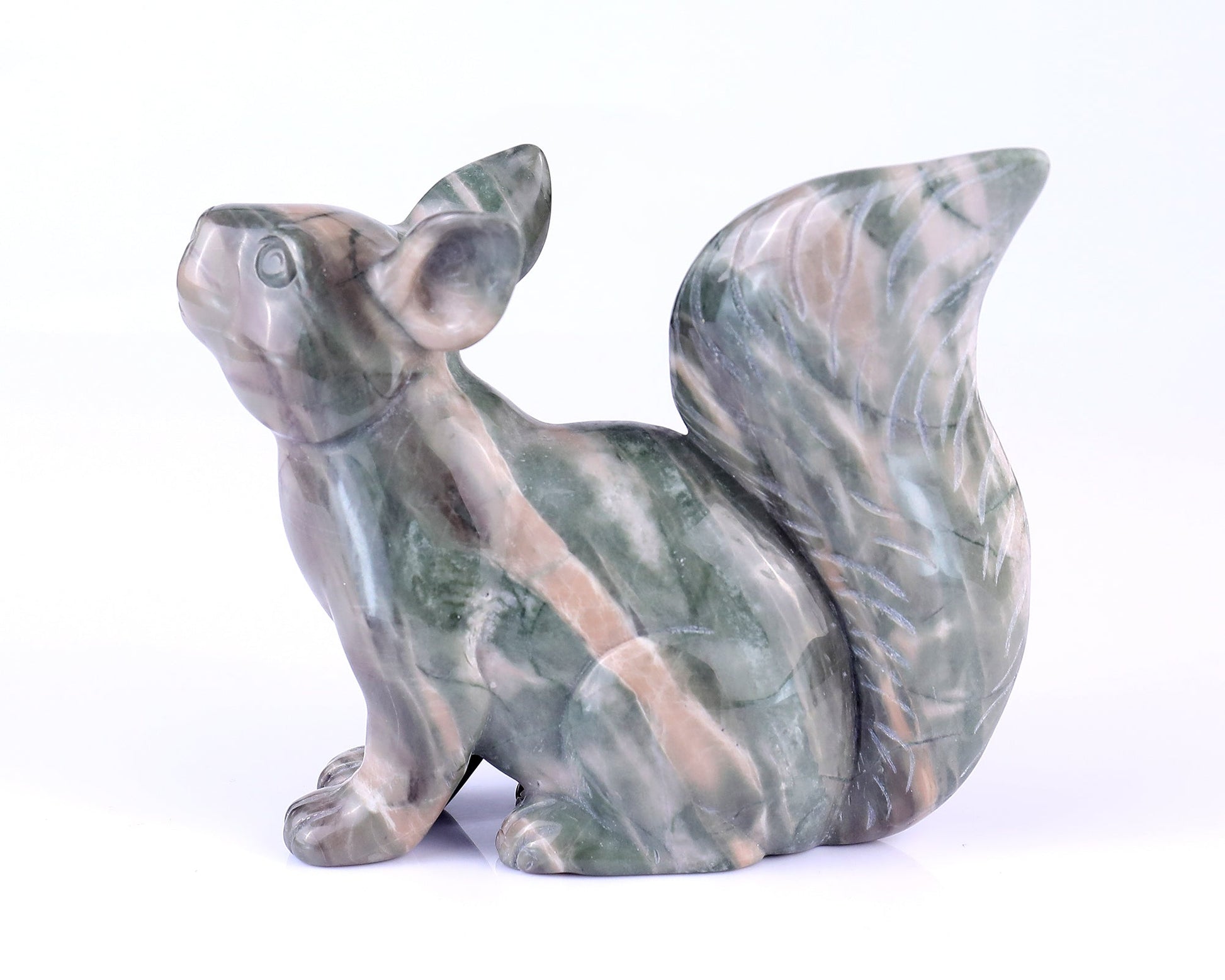 Nicedony 5.1" Jiulong Jade Hand Carved Crystal Squirrel Sculpture - View 4