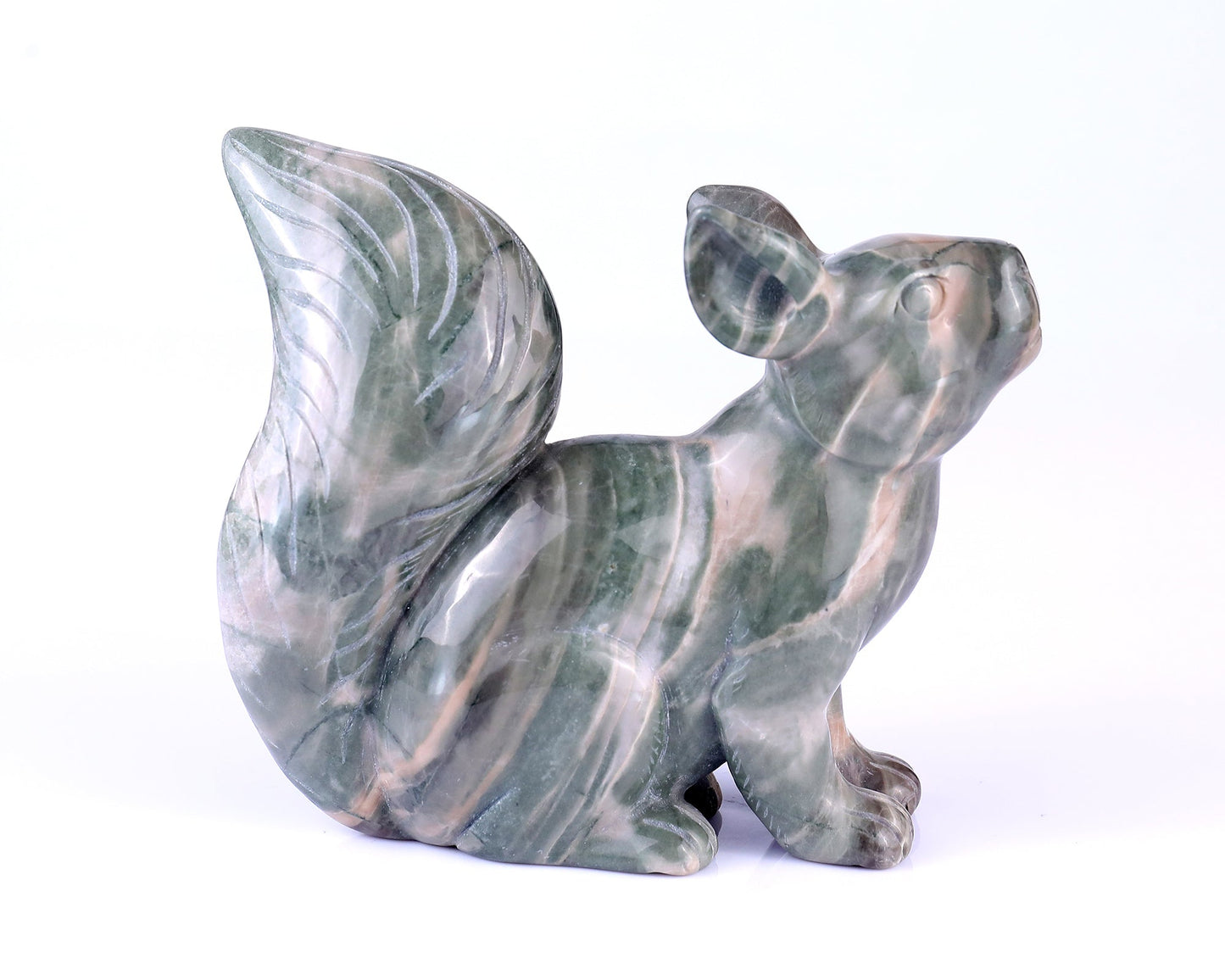 Nicedony 5.1" Jiulong Jade Hand Carved Crystal Squirrel Sculpture - View 3