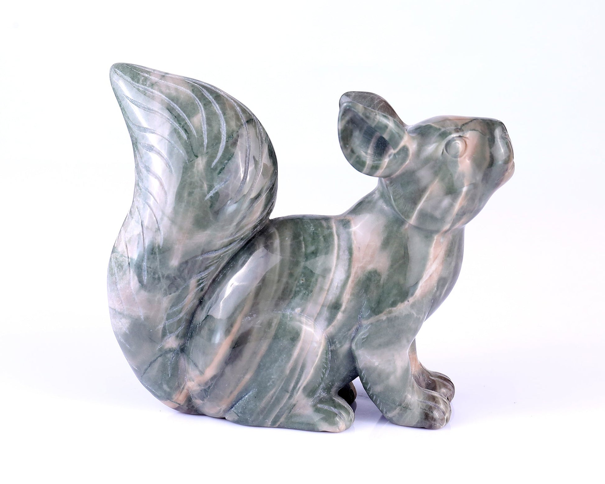 Nicedony 5.1" Jiulong Jade Hand Carved Crystal Squirrel Sculpture - View 3