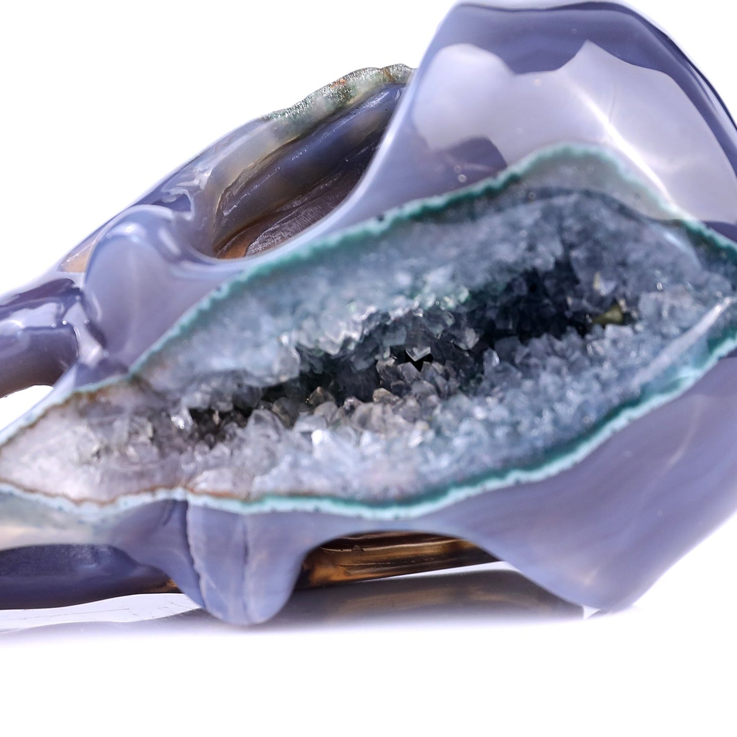 Nicedony 5.5" Geode Agate Hand Carved Crystal Raven Skull Sculpture - View 6