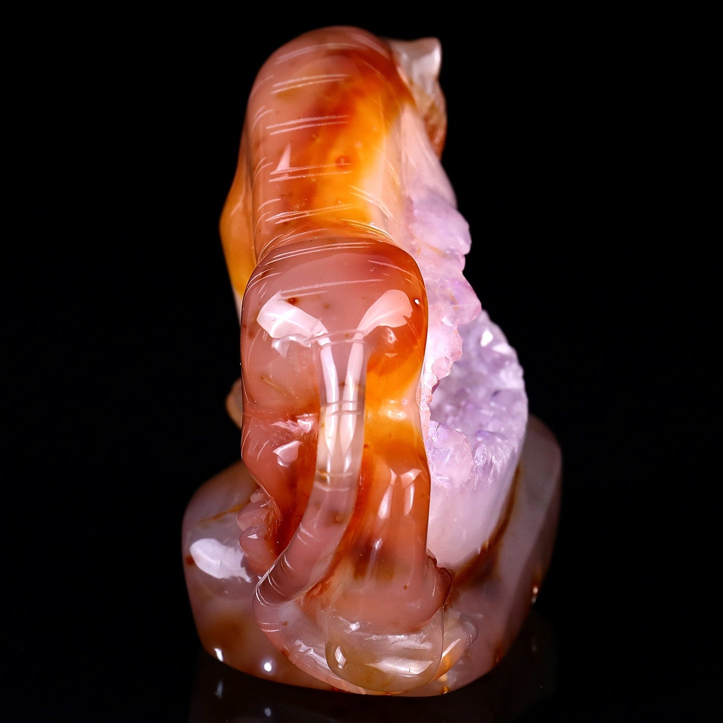 Nicedony 5.6" Red Geode Agate Hand Carved Crystal Tiger Sculpture - View 5