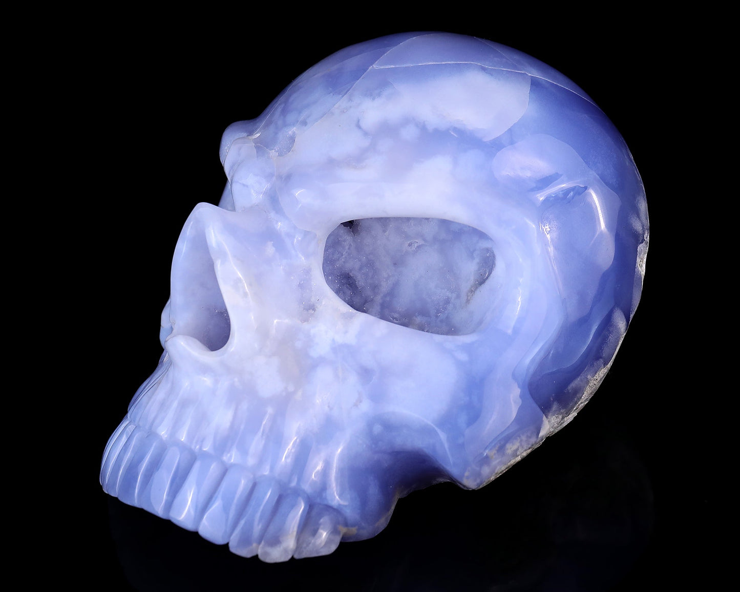 Nicedony 6.1" Blue Chalcedony Hand Carved Crystal Skull Sculpture - View 8