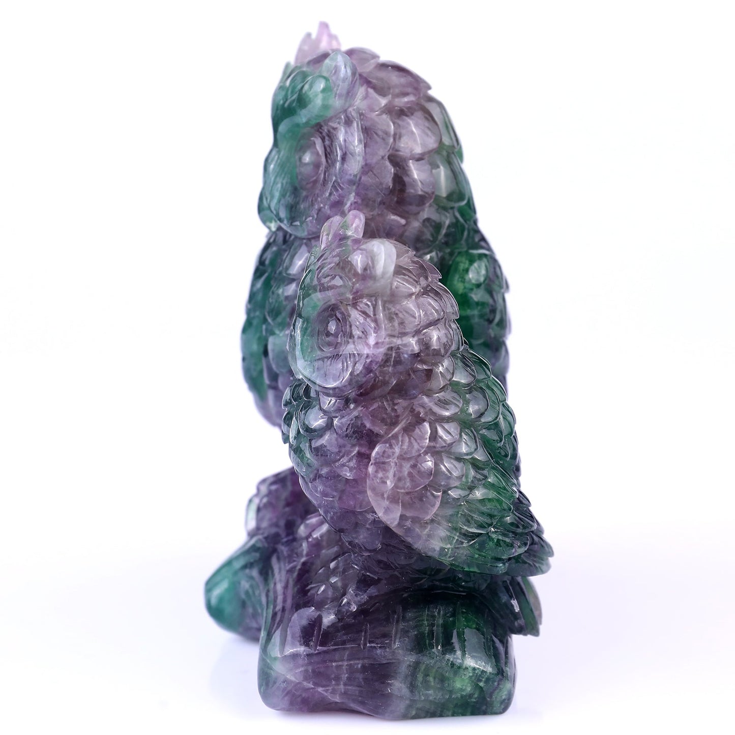 Nicedony Amazing 6.1" Fluorite Hand Carved Crystal Owls Sculpture - View 4