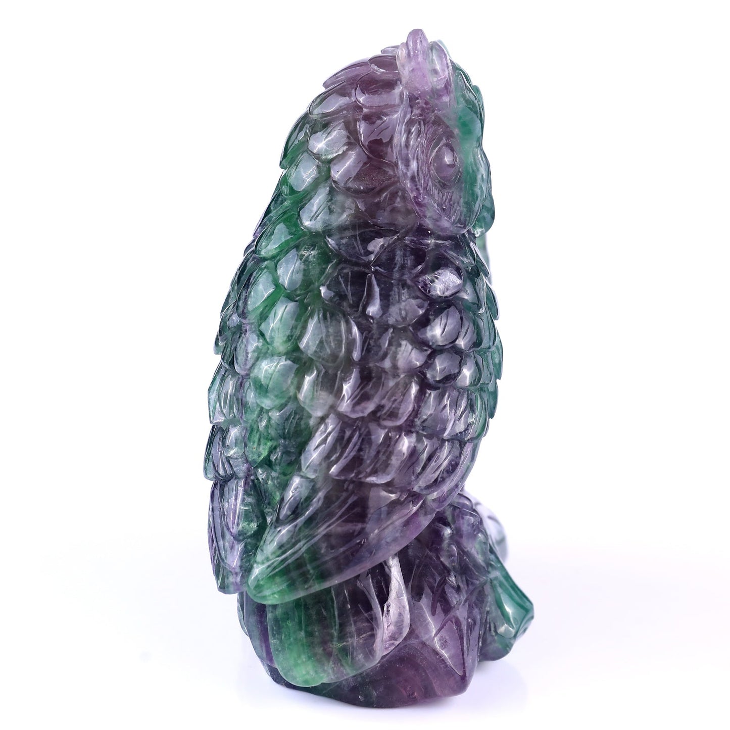Nicedony Amazing 6.1" Fluorite Hand Carved Crystal Owls Sculpture - View 3