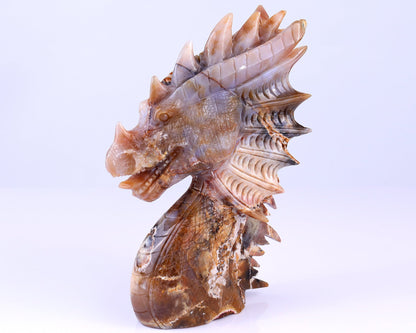 Nicedony Amazing 6.4" Chalcedony Hand Carved Crystal Dragon Sculpture - View 3