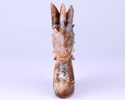 Nicedony Amazing 6.4" Chalcedony Hand Carved Crystal Dragon Sculpture - View 6