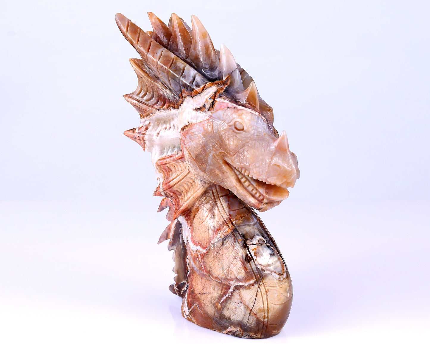 Nicedony Amazing 6.4" Chalcedony Hand Carved Crystal Dragon Sculpture - View 4