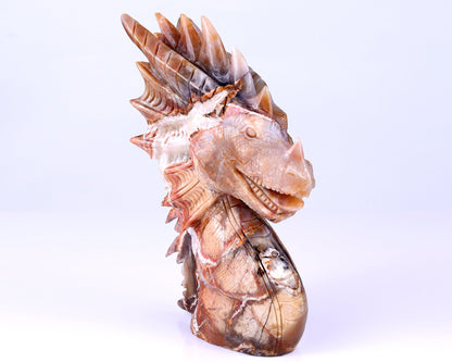 Nicedony Amazing 6.4" Chalcedony Hand Carved Crystal Dragon Sculpture - View 4