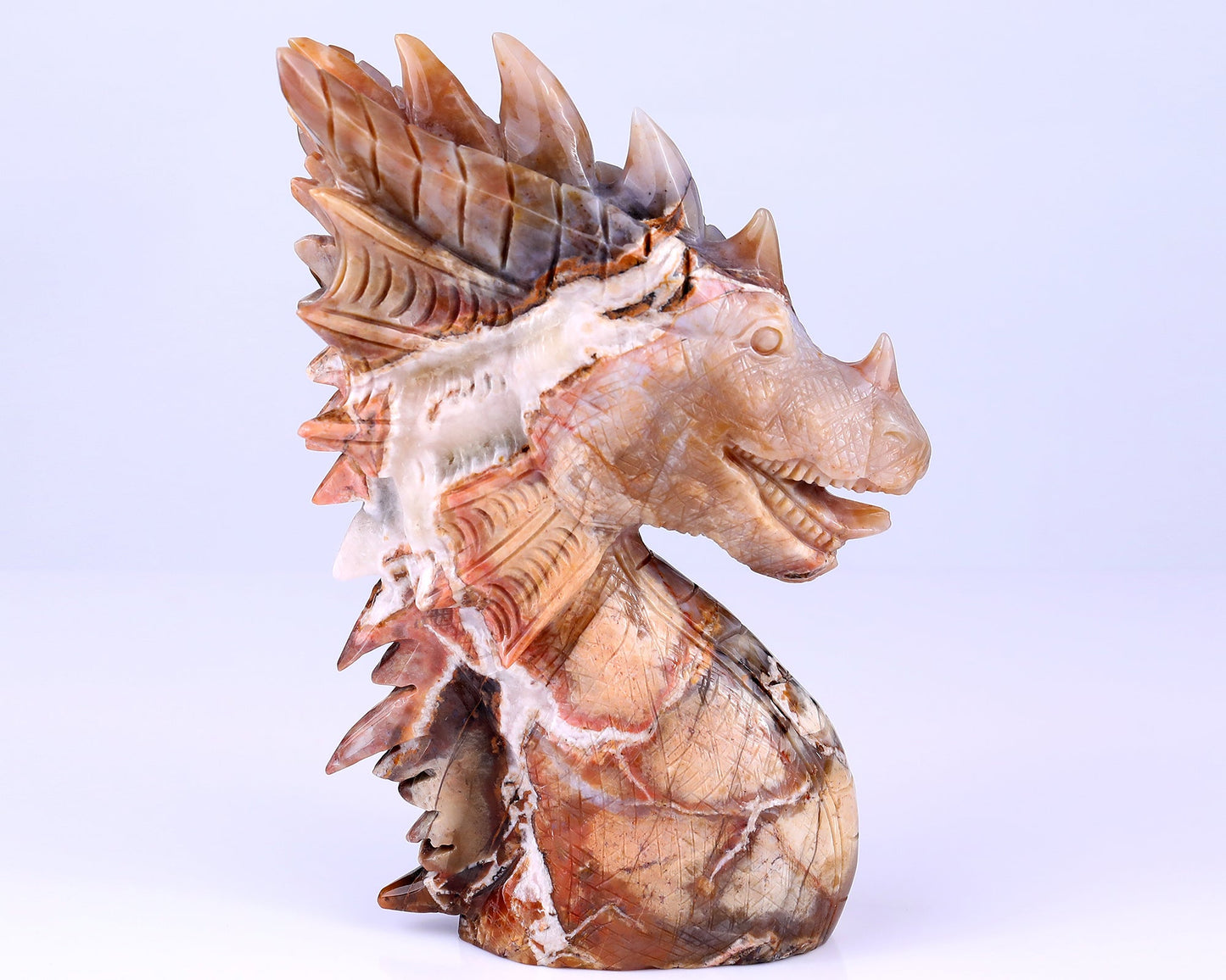 Nicedony Amazing 6.4" Chalcedony Hand Carved Crystal Dragon Sculpture - View 2