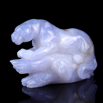 Nicedony 7.1" Blue Chalcedony Hand Carved Crystal Leopard Sculpture - View 7