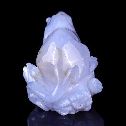 Nicedony 7.1" Blue Chalcedony Hand Carved Crystal Leopard Sculpture - View 5