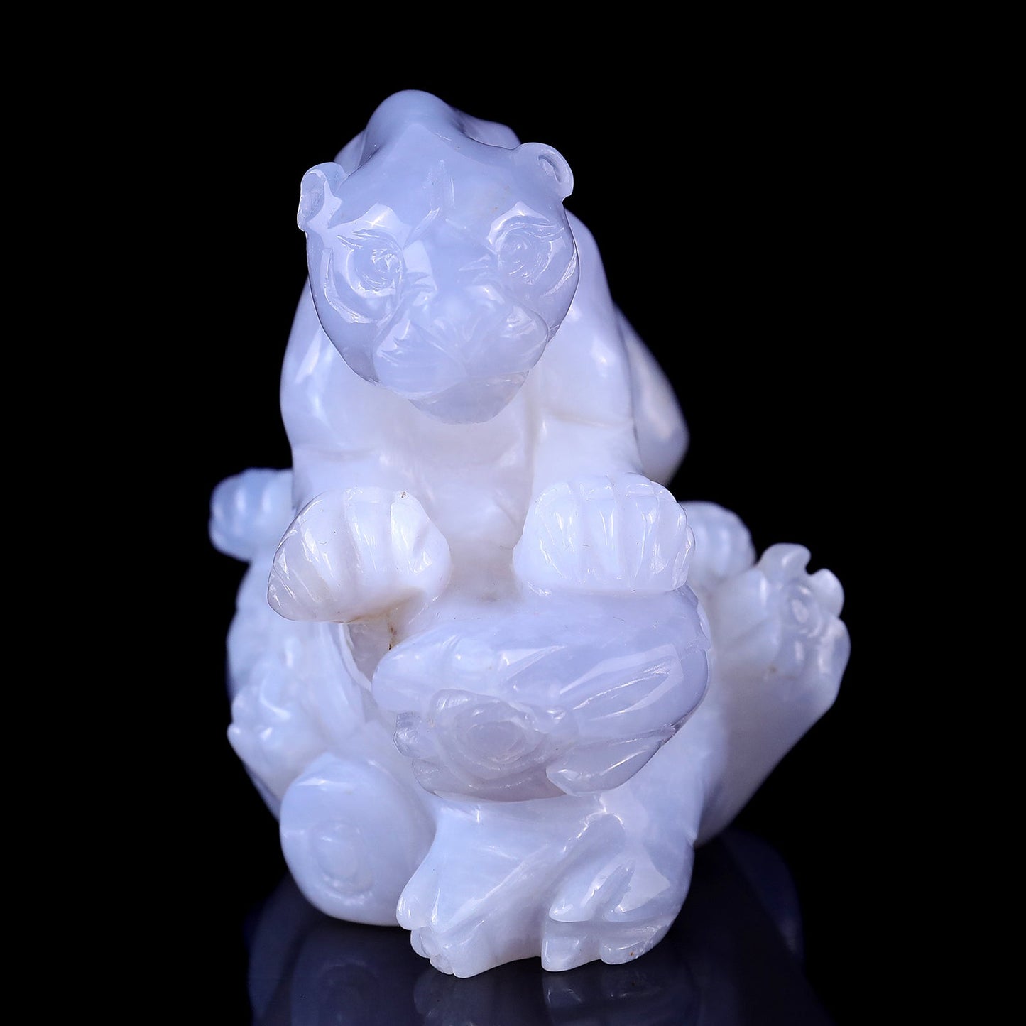 Nicedony 7.1" Blue Chalcedony Hand Carved Crystal Leopard Sculpture - View 2