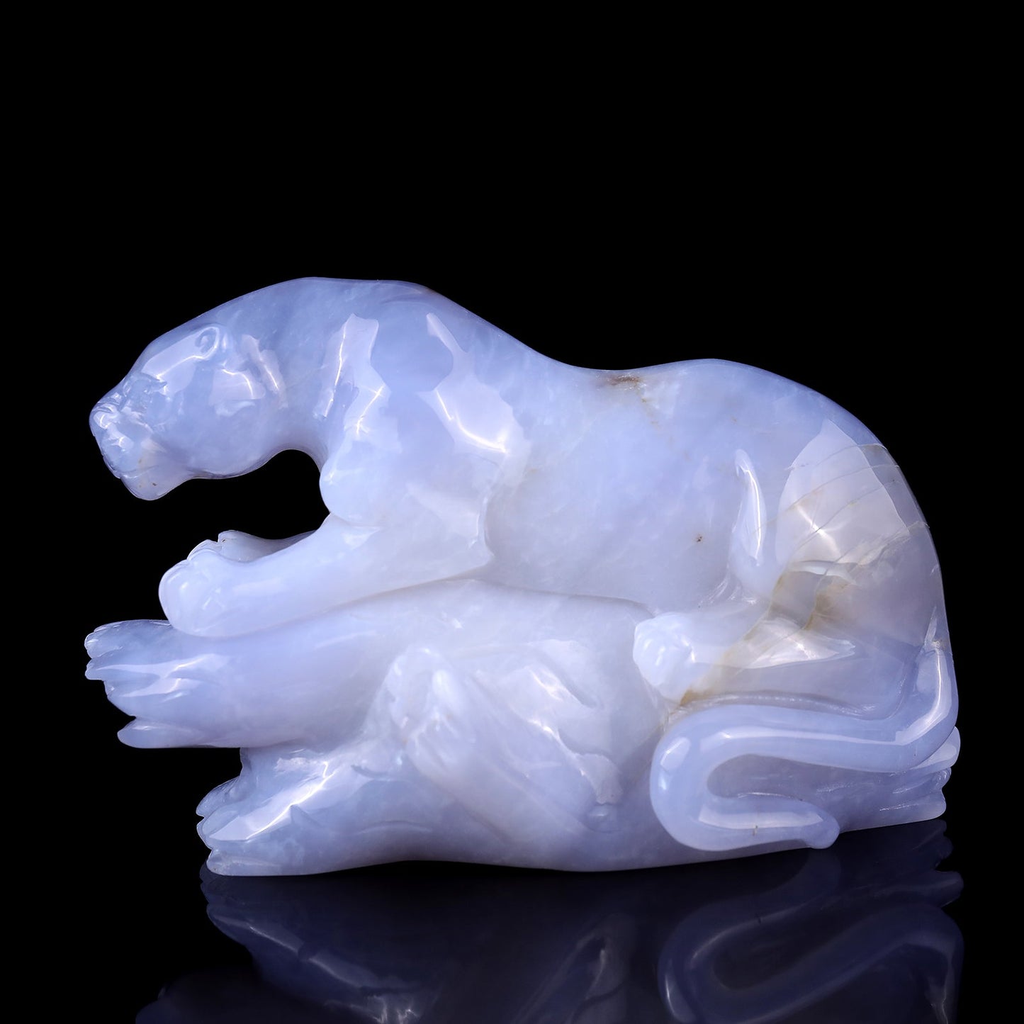 Nicedony 7.1" Blue Chalcedony Hand Carved Crystal Leopard Sculpture - View 4
