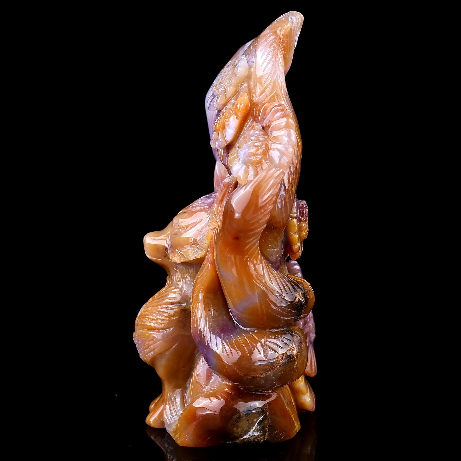 Nicedony 7.1" Chalcedony Hand Carved Nine-tail Foxes Sculpture - View 4