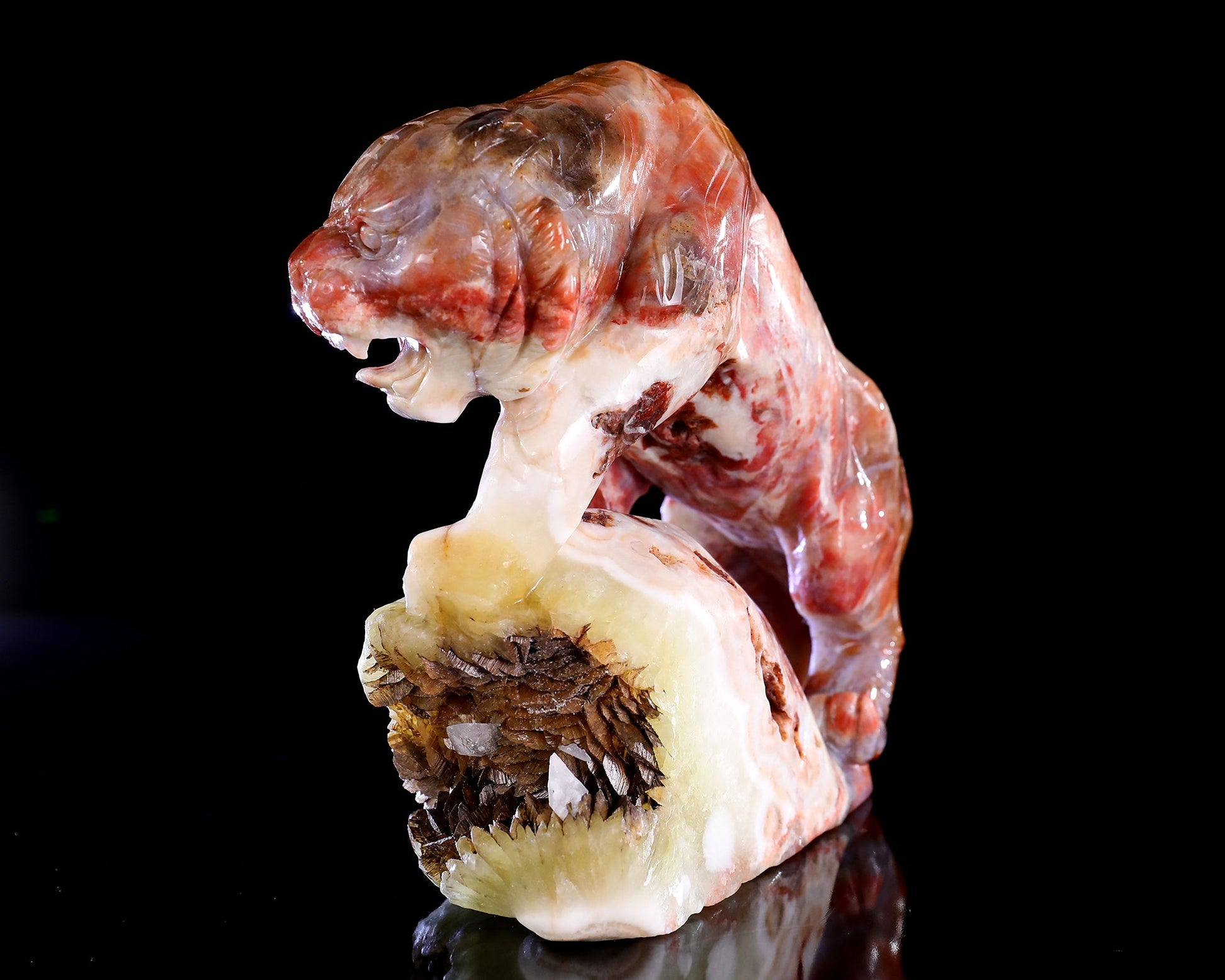 Nicedony Amazing 7.6" Chalcedony Hand Carved Crystal Tiger Sculpture - View 4
