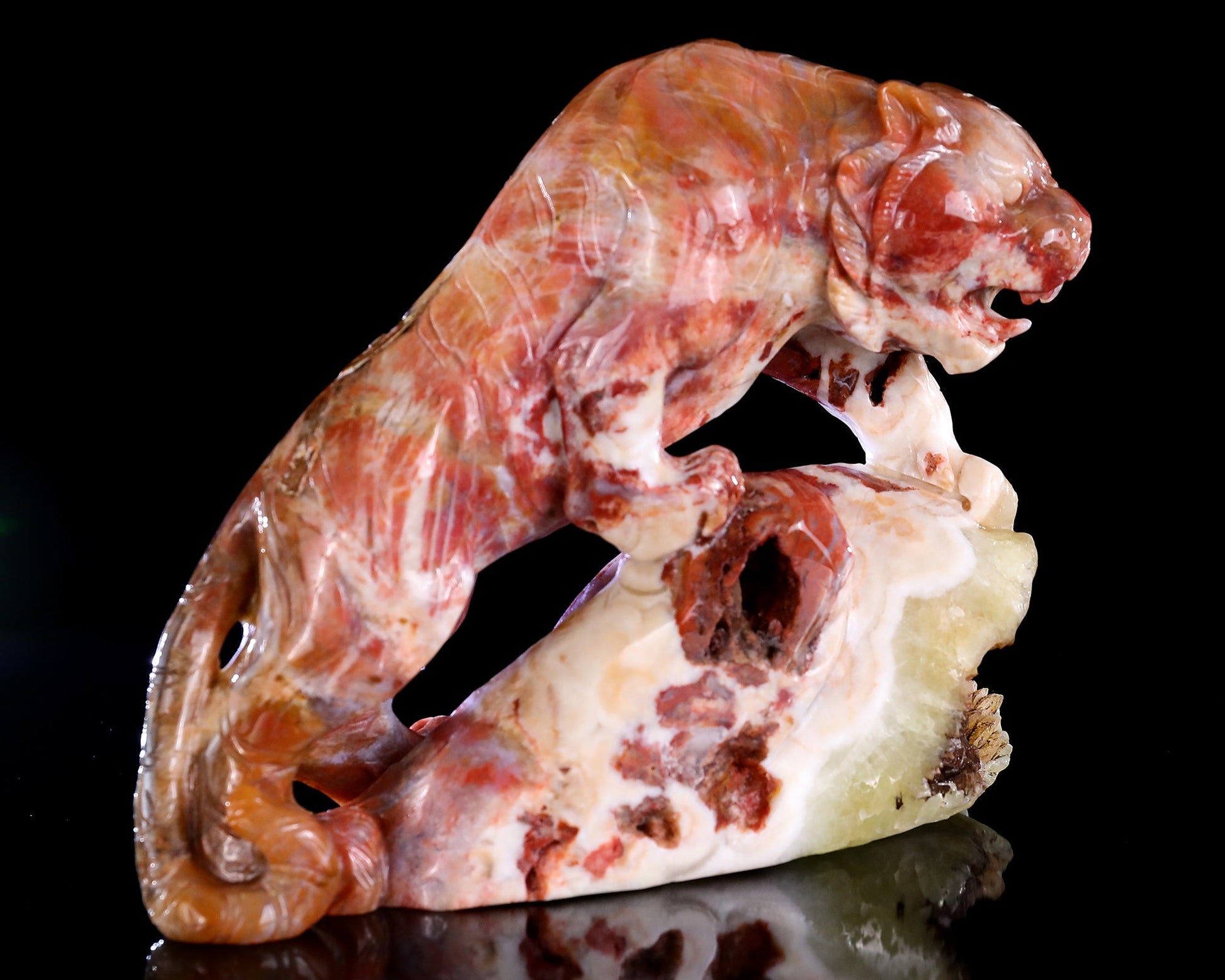 Nicedony Amazing 7.6" Chalcedony Hand Carved Crystal Tiger Sculpture - View 6