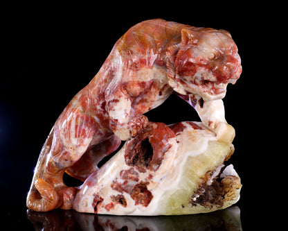 Nicedony Amazing 7.6" Chalcedony Hand Carved Crystal Tiger Sculpture - View 7