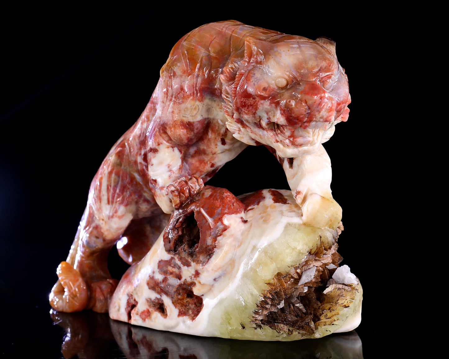 Nicedony Amazing 7.6" Chalcedony Hand Carved Crystal Tiger Sculpture - View 8