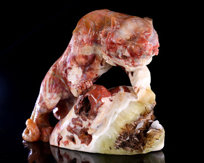 Nicedony Amazing 7.6" Chalcedony Hand Carved Crystal Tiger Sculpture - View 8