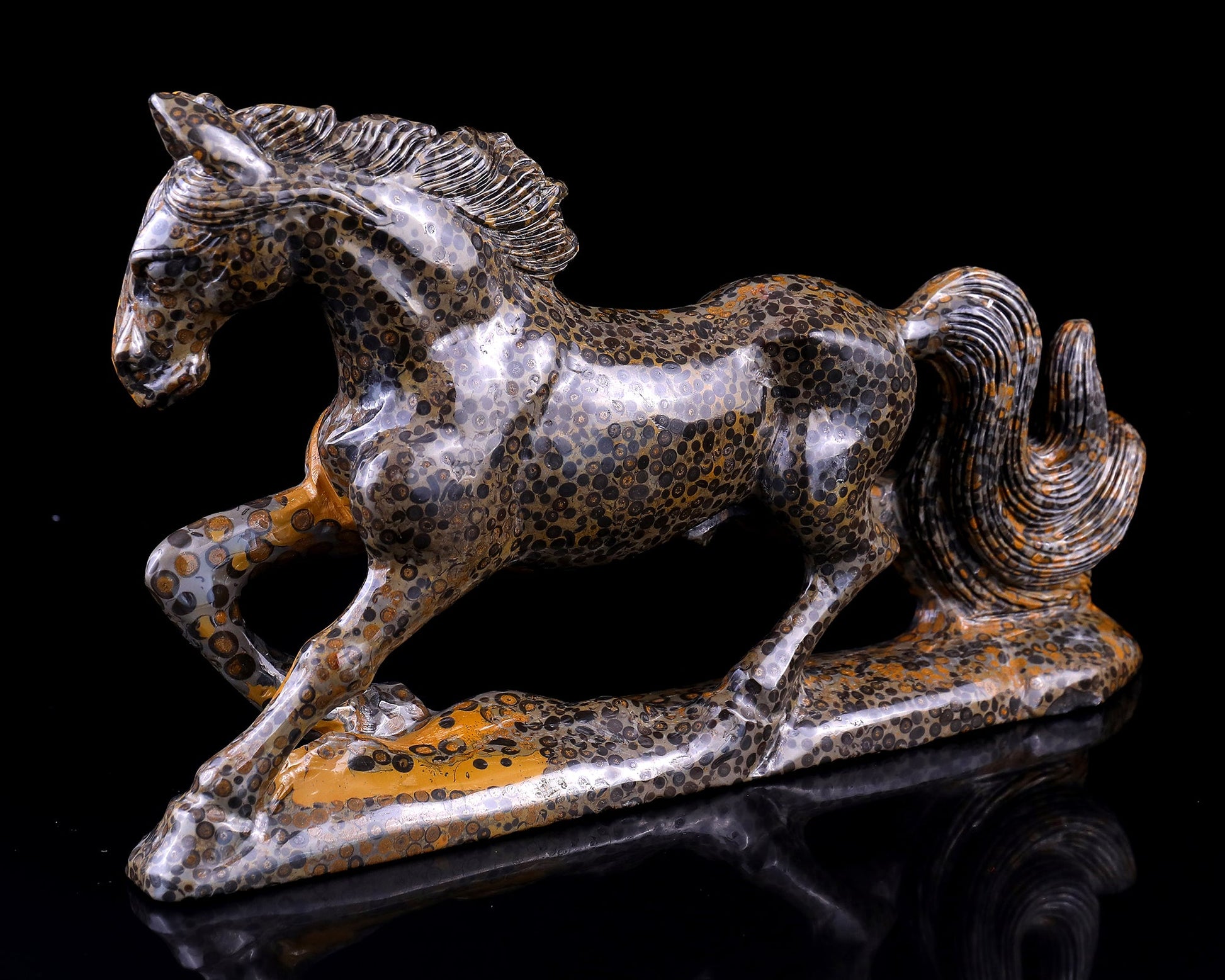 Nicedony 7.6" Leopard Skin Jasper Hand Carved Leopard Sculpture - View 4