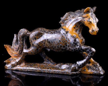 Nicedony 7.6" Leopard Skin Jasper Hand Carved Leopard Sculpture
