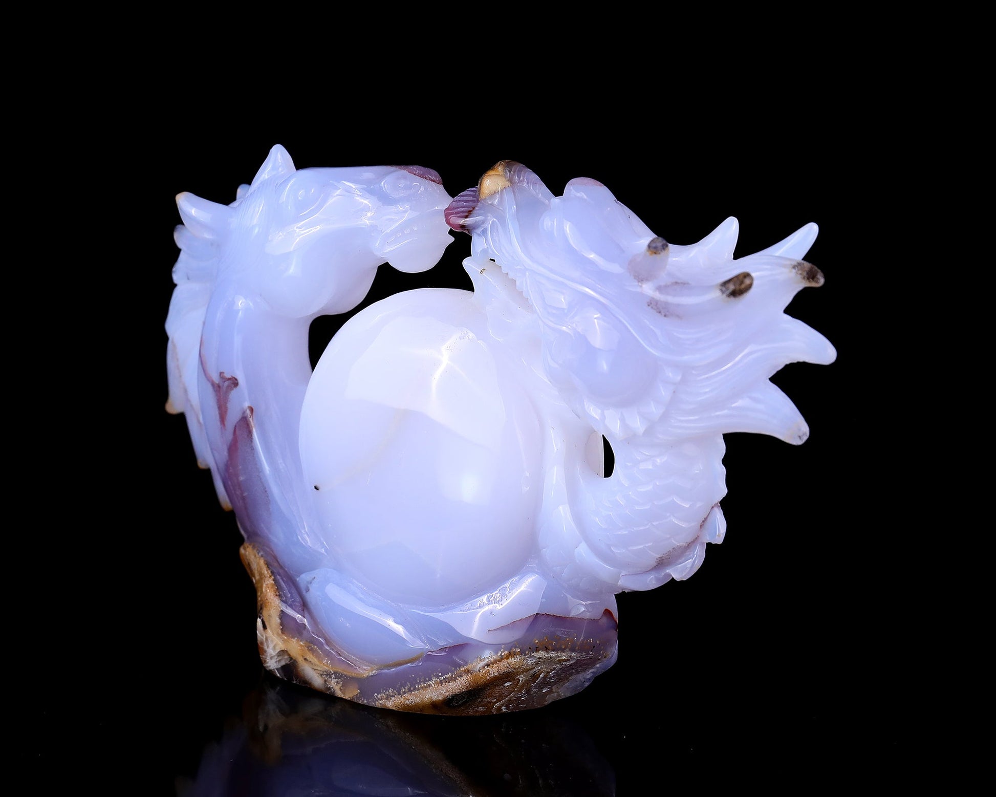 Nicedony 8.0" Blue Chalcedony Hand Carved Horse and Dragon Sculpture - View 4