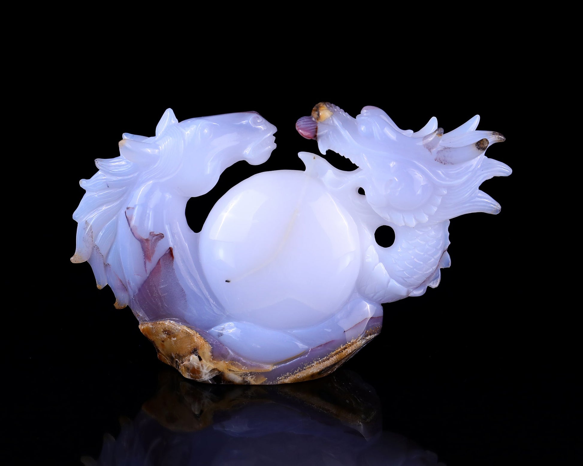 Nicedony 8.0" Blue Chalcedony Hand Carved Horse and Dragon Sculpture - View 5