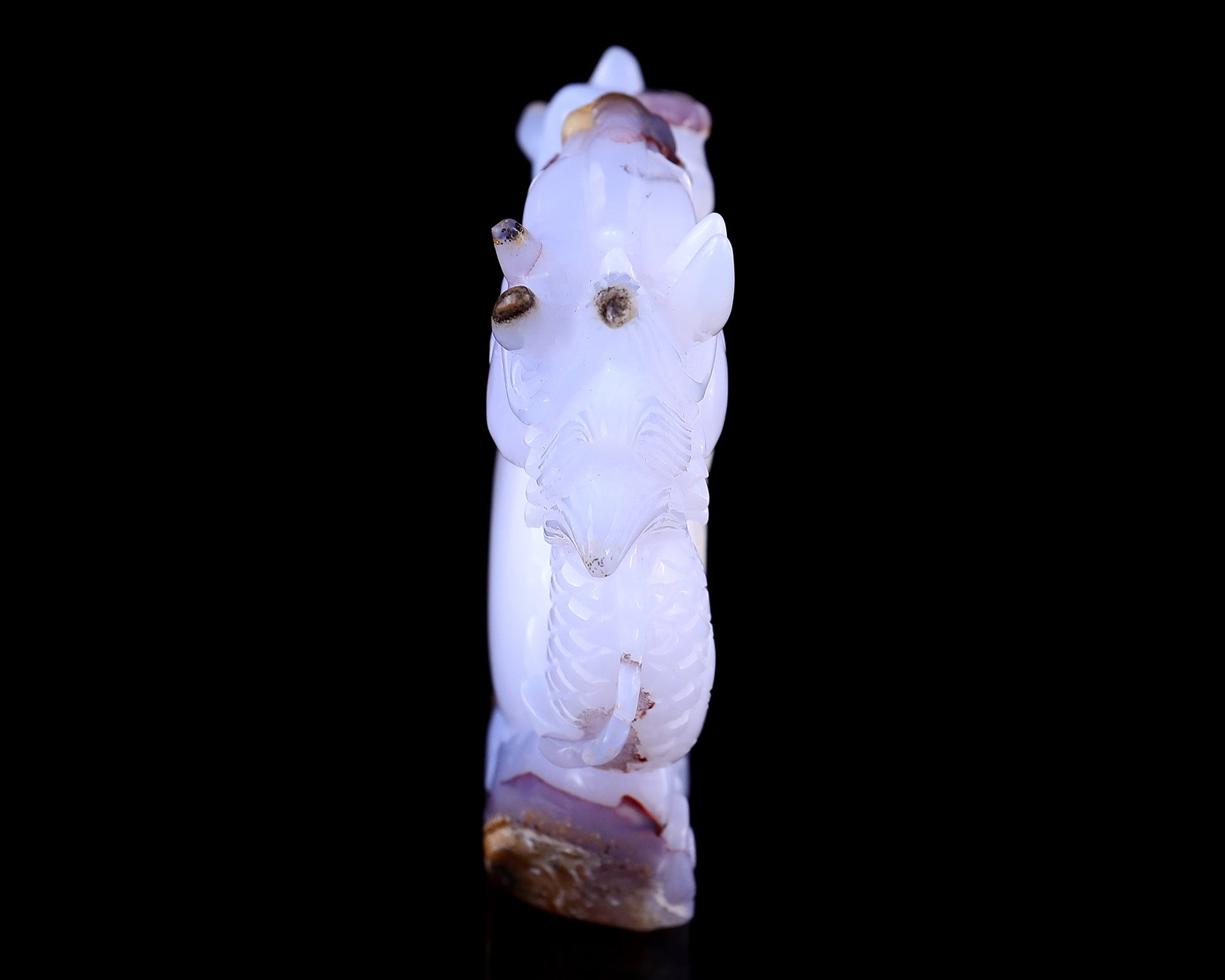 Nicedony 8.0" Blue Chalcedony Hand Carved Horse and Dragon Sculpture - View 3