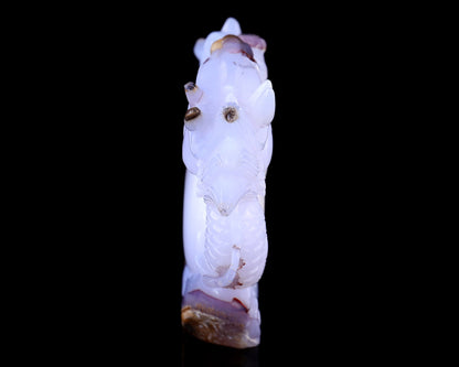 Nicedony 8.0" Blue Chalcedony Hand Carved Horse and Dragon Sculpture - View 3