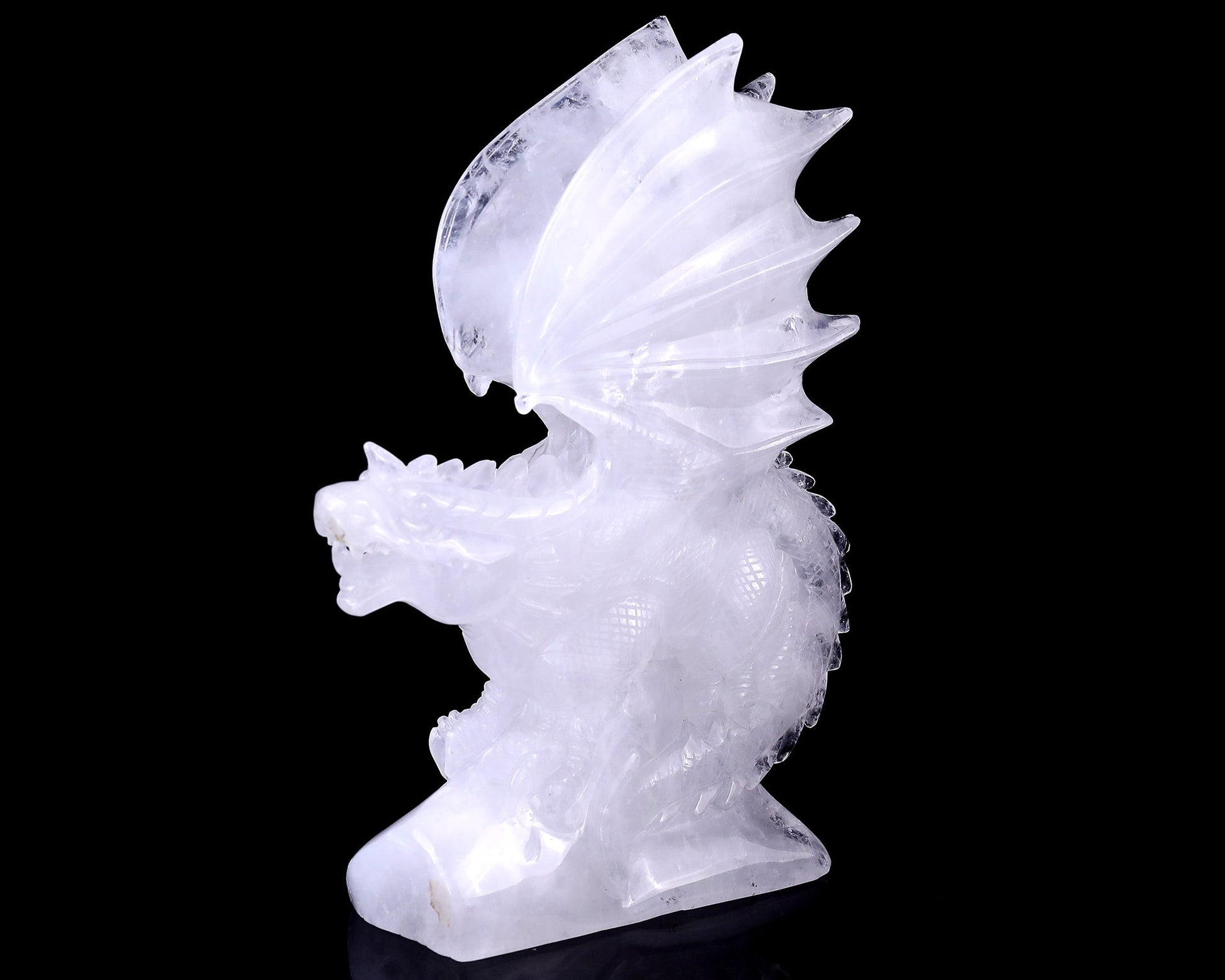Nicedony 8.9" Angolan Quartz Hand Carved Crystal Dragon Sculpture - View 4