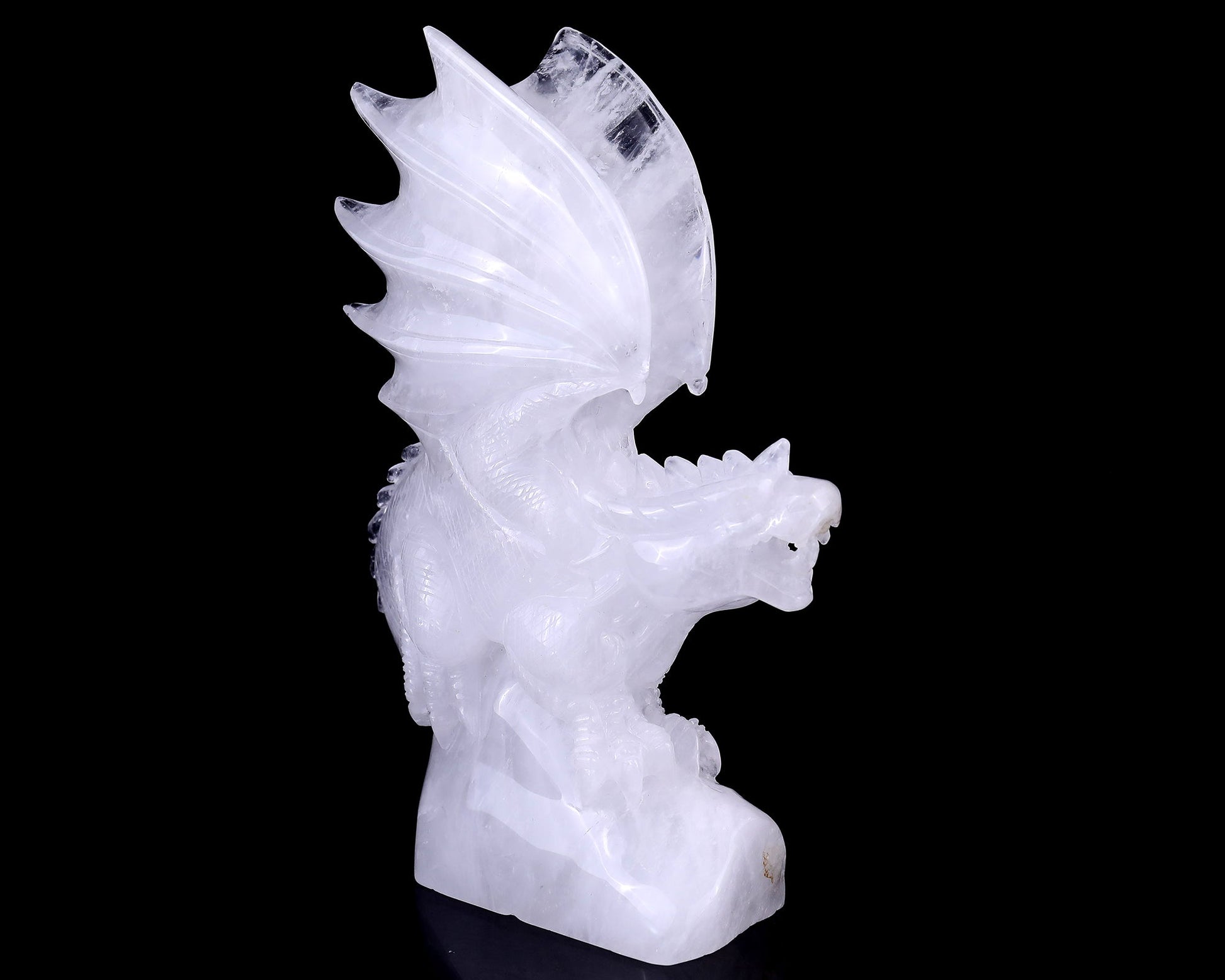 Nicedony 8.9" Angolan Quartz Hand Carved Crystal Dragon Sculpture - View 2