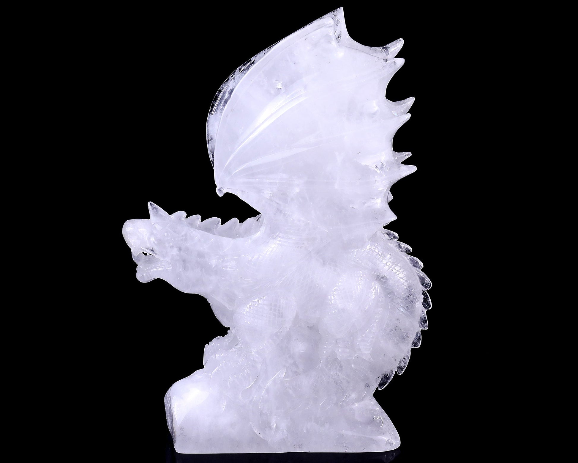 Nicedony 8.9" Angolan Quartz Hand Carved Crystal Dragon Sculpture - View 3