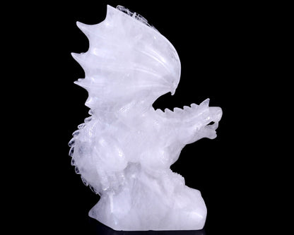Nicedony 8.9" Angolan Quartz Hand Carved Crystal Dragon Sculpture