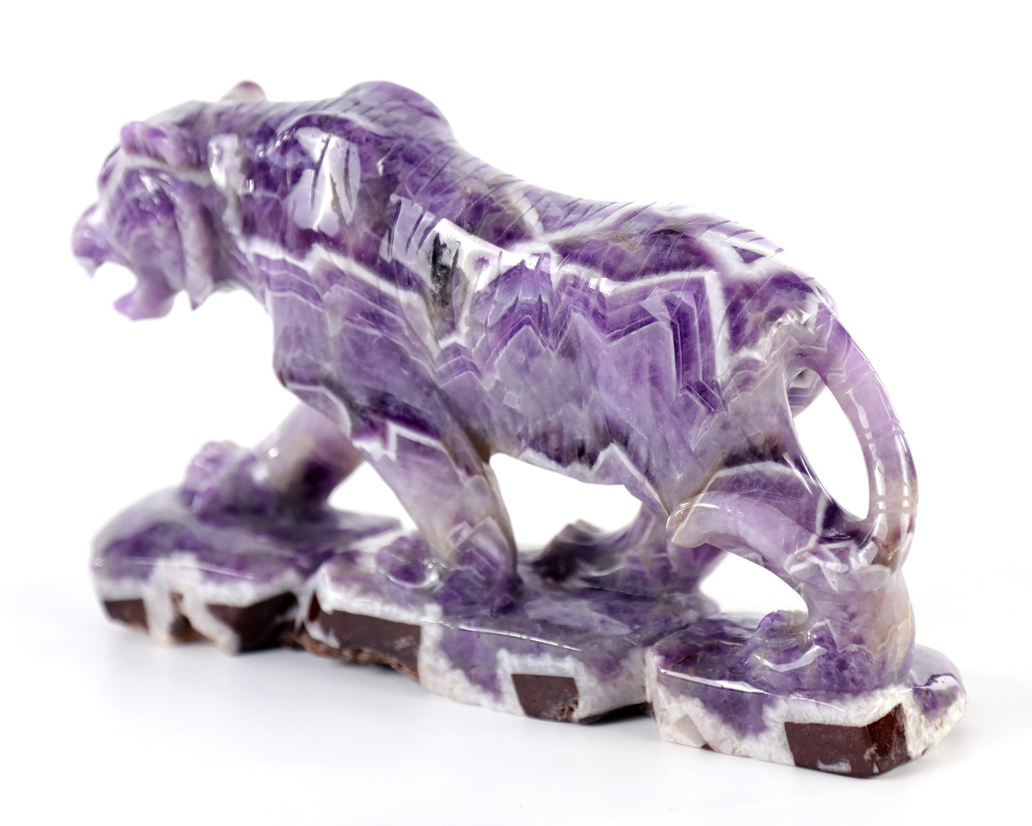 Nicedony 8.9" Dream Amethyst  Hand Carved Crystal Tiger Sculpture - View 5