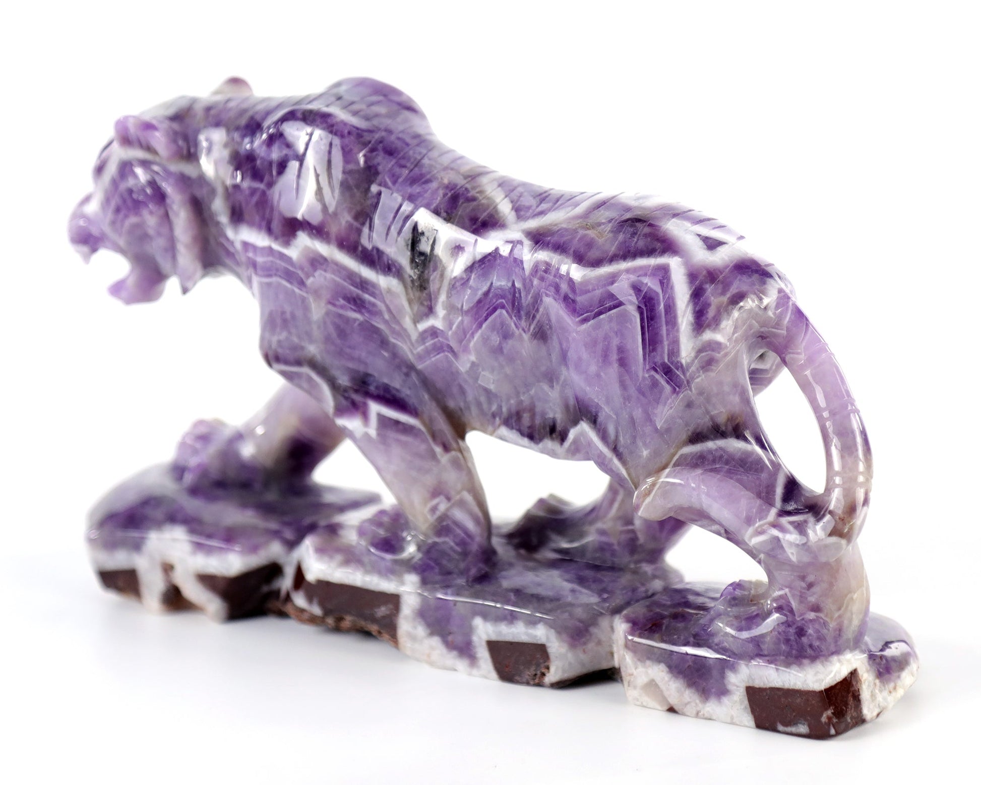 Nicedony 8.9" Dream Amethyst  Hand Carved Crystal Tiger Sculpture - View 5