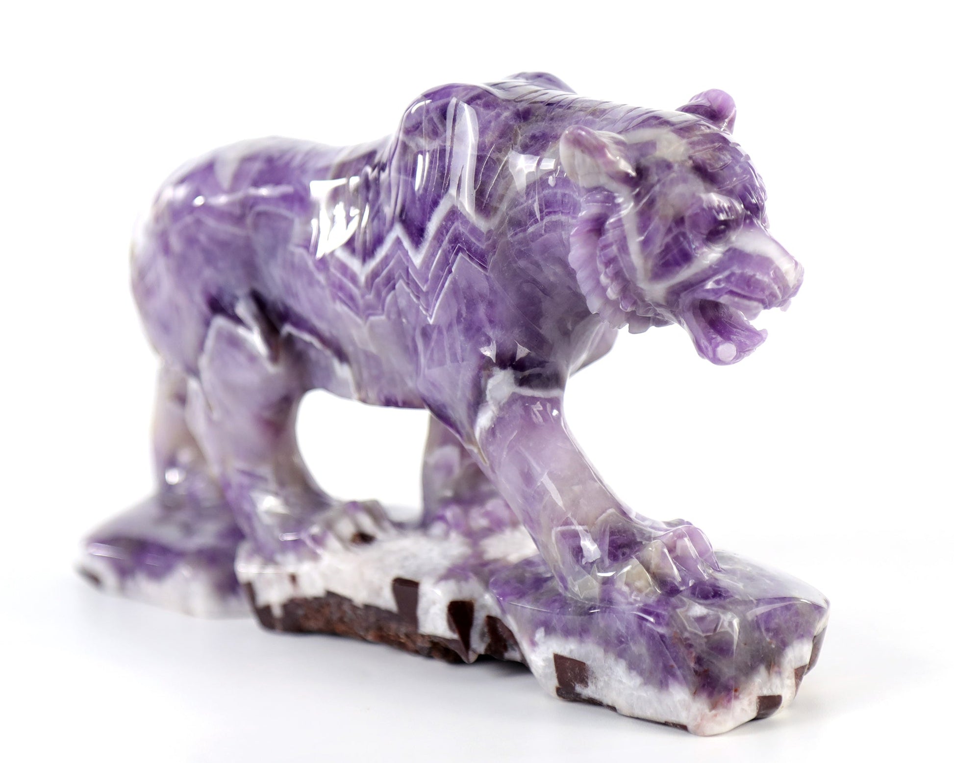 Nicedony 8.9" Dream Amethyst  Hand Carved Crystal Tiger Sculpture - View 3