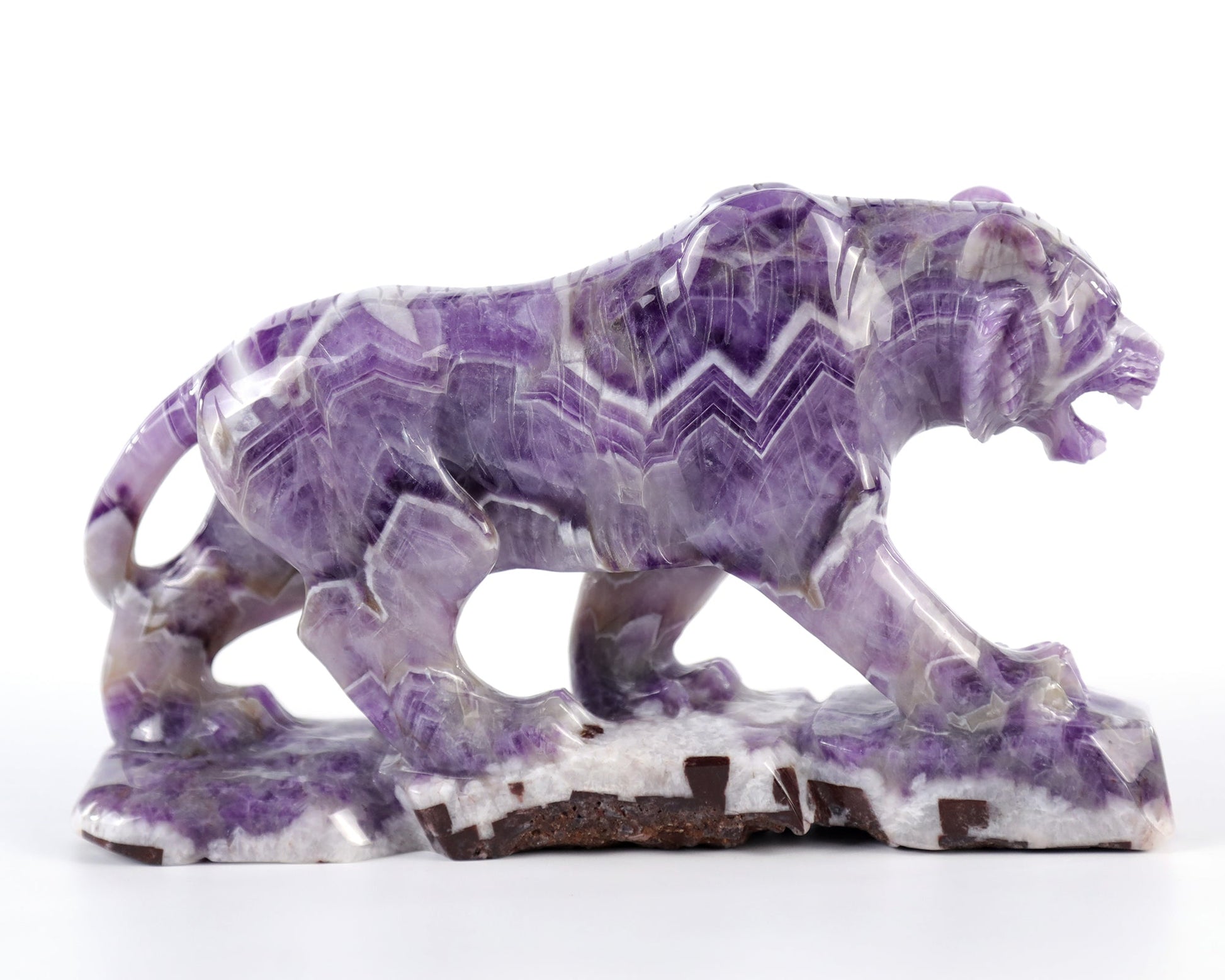 Nicedony 8.9" Dream Amethyst  Hand Carved Crystal Tiger Sculpture - View 4