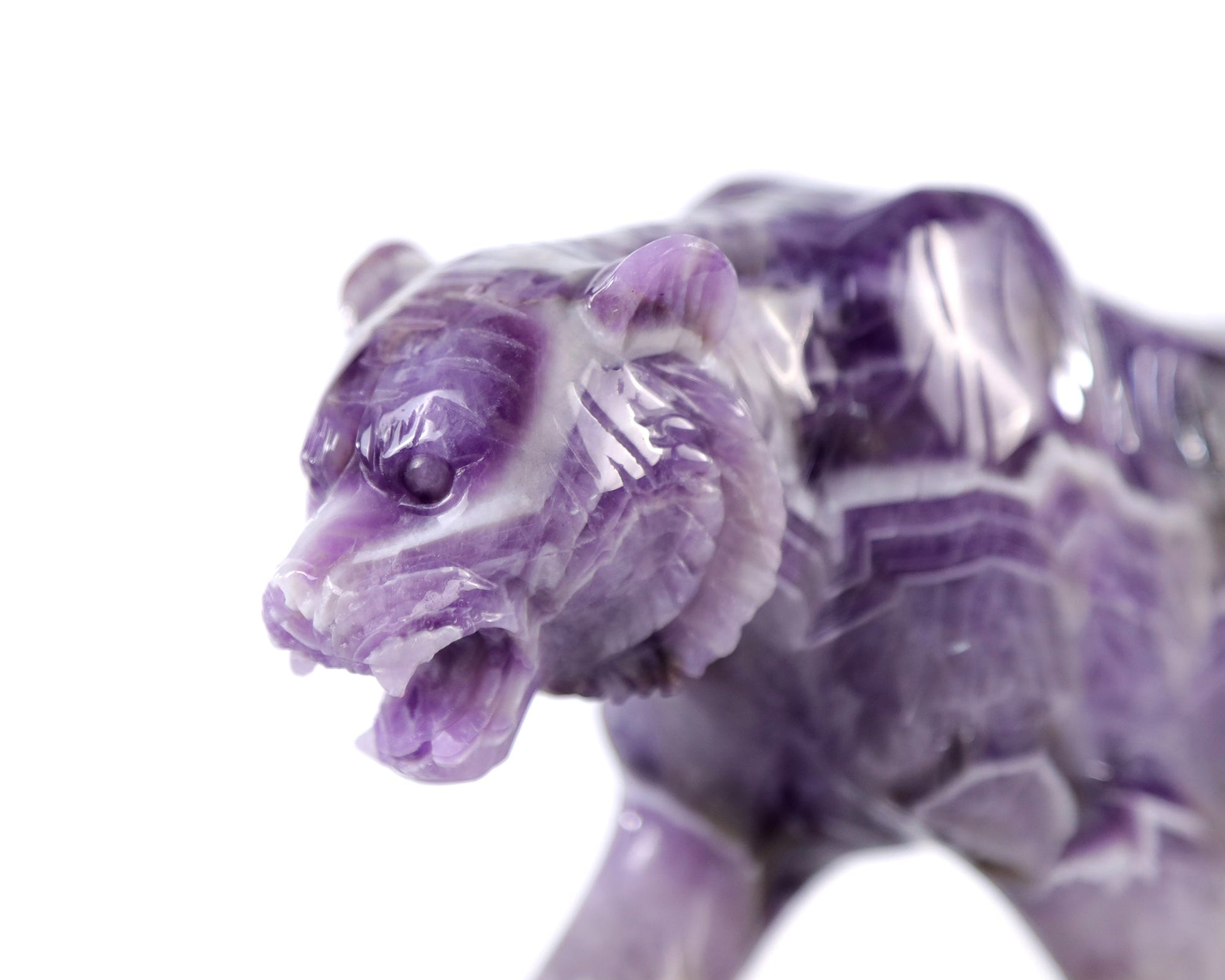 Nicedony 8.9" Dream Amethyst  Hand Carved Crystal Tiger Sculpture - View 7
