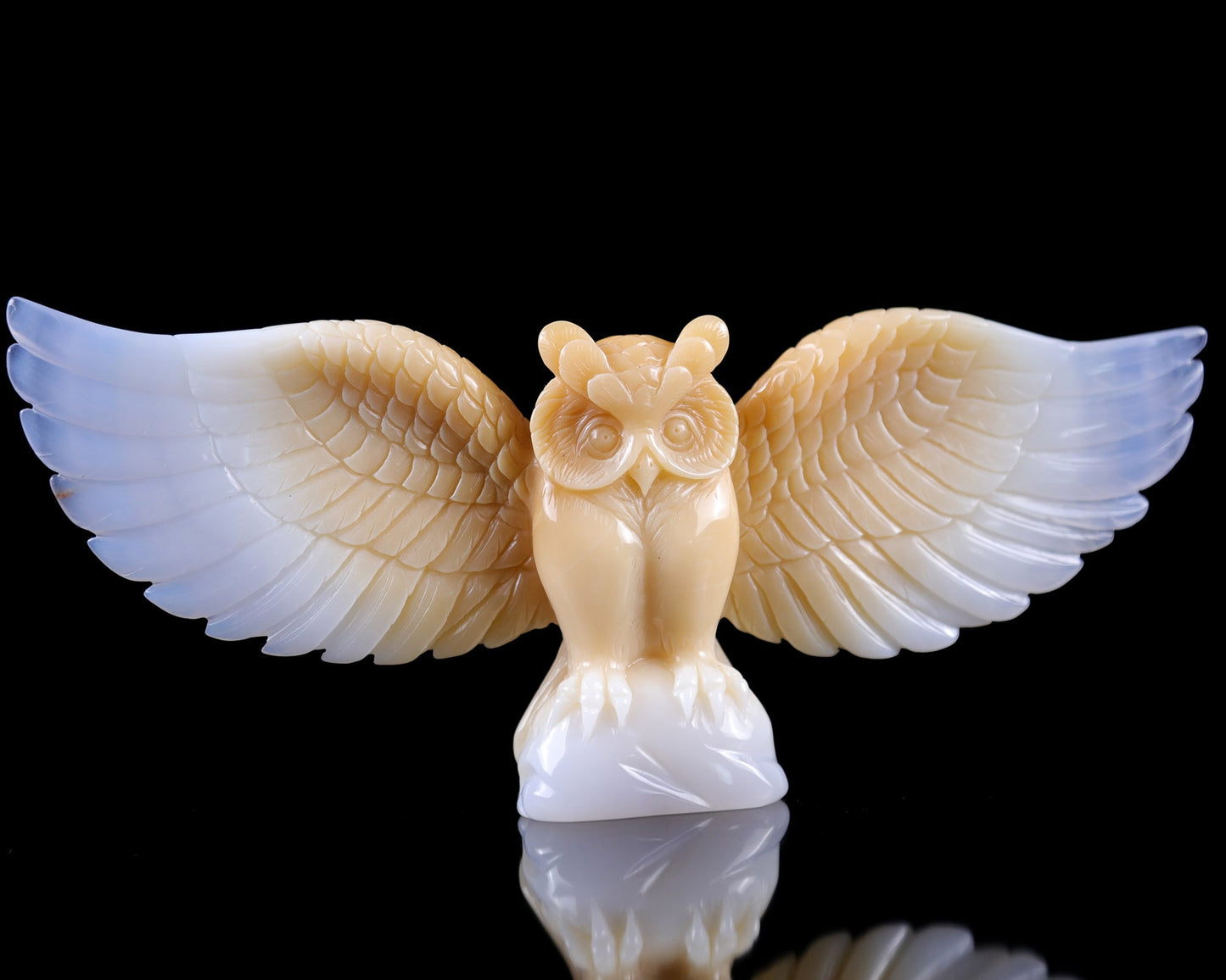 Nicedony 9.3" Blue Chalcedony Hand Carved Crystal Owl Sculpture - View 11
