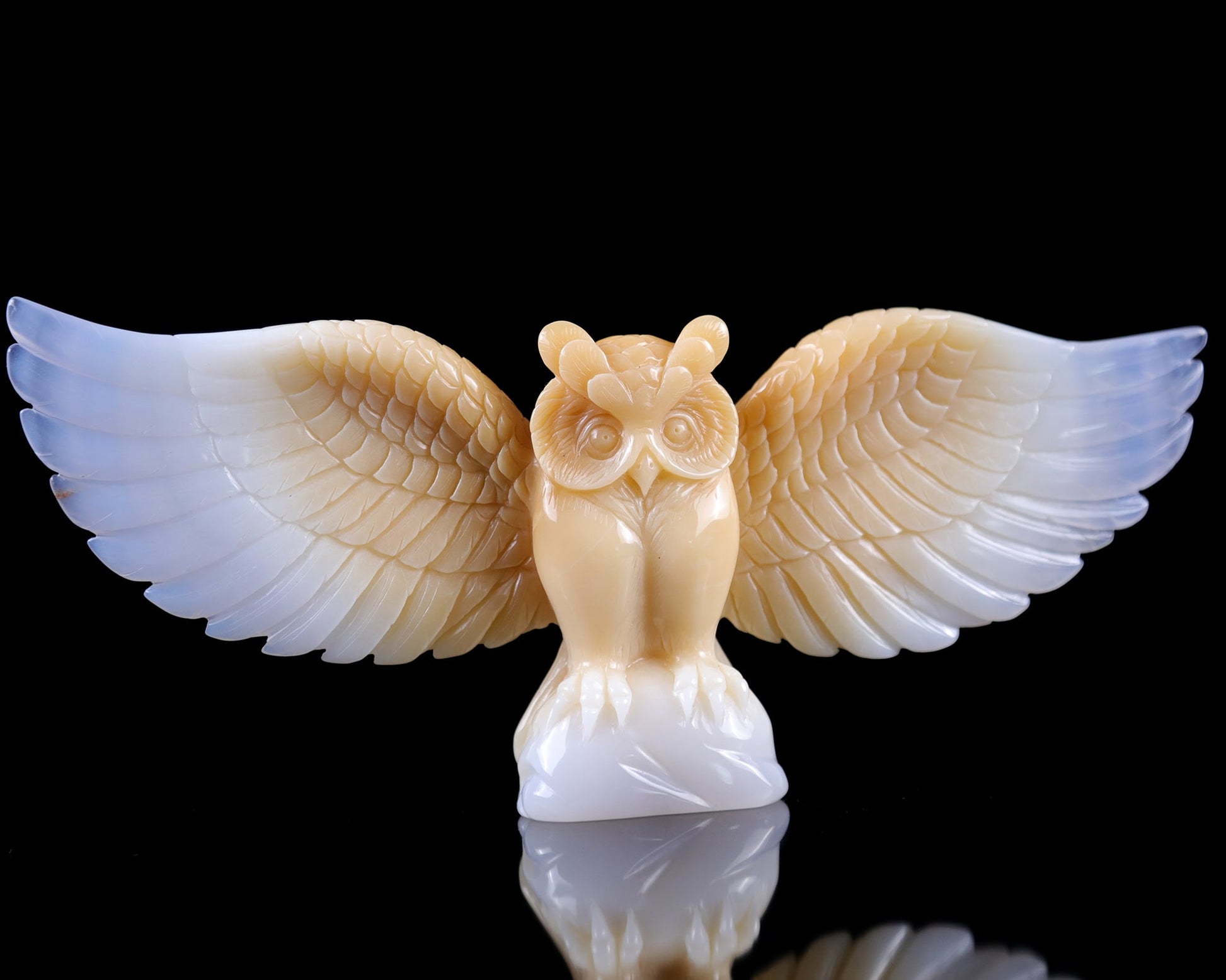 Nicedony 9.3" Blue Chalcedony Hand Carved Crystal Owl Sculpture - View 11