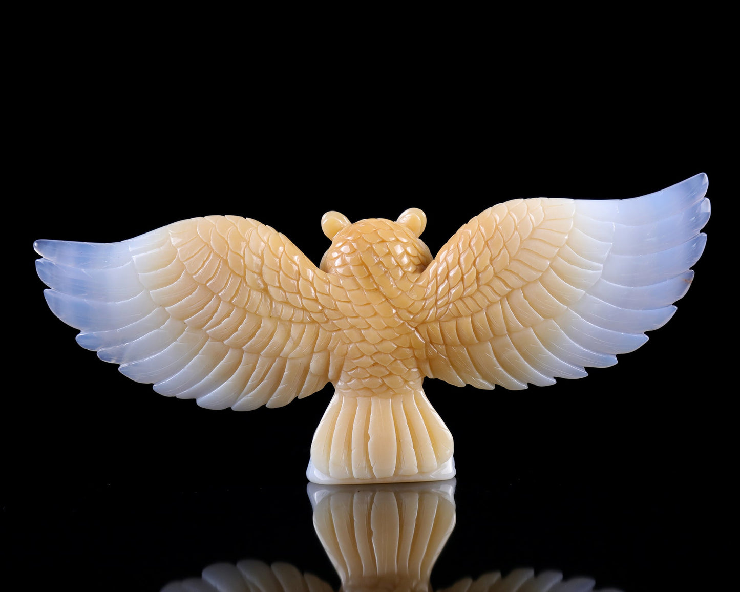Nicedony 9.3" Blue Chalcedony Hand Carved Crystal Owl Sculpture - View 10