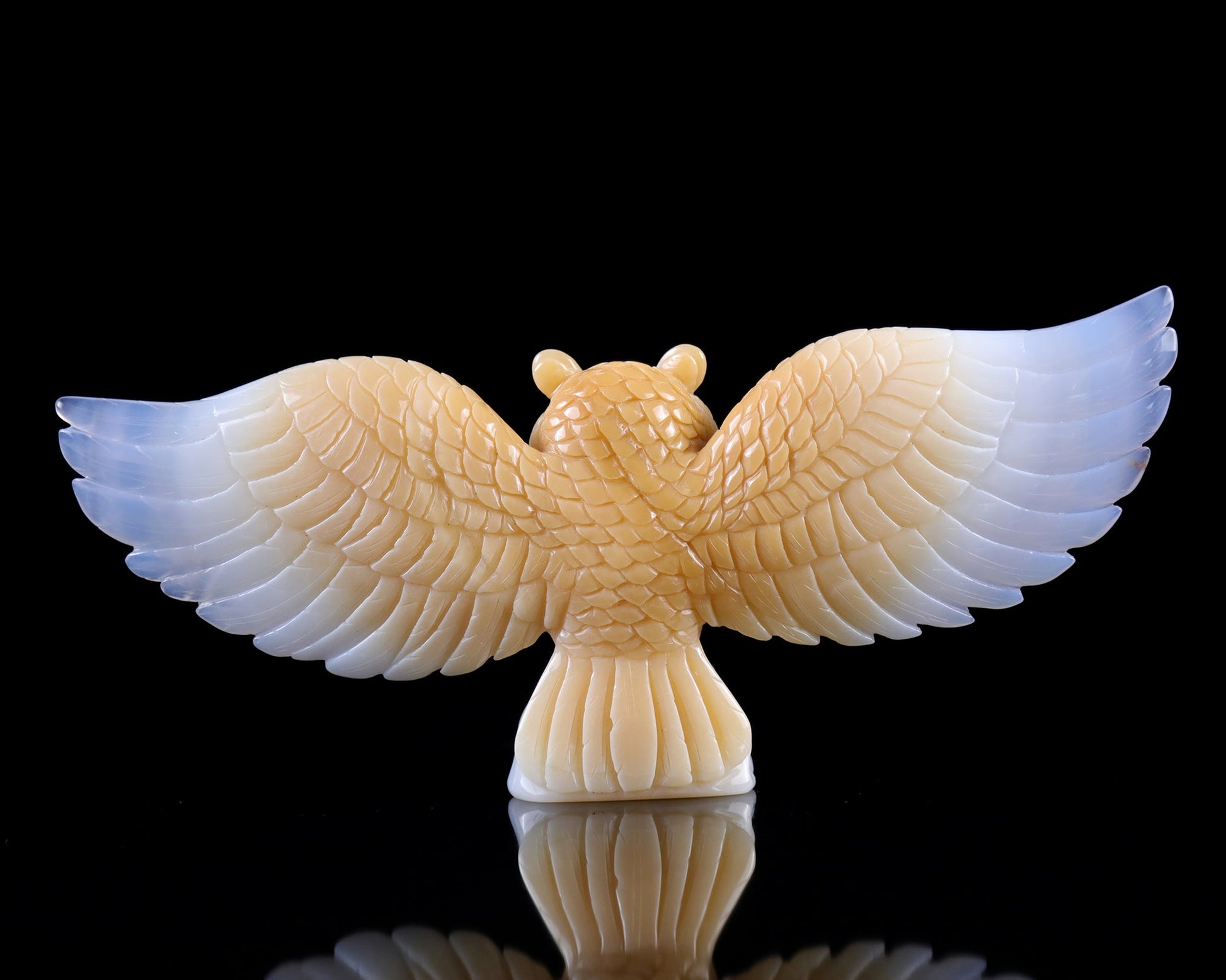 Nicedony 9.3" Blue Chalcedony Hand Carved Crystal Owl Sculpture - View 10