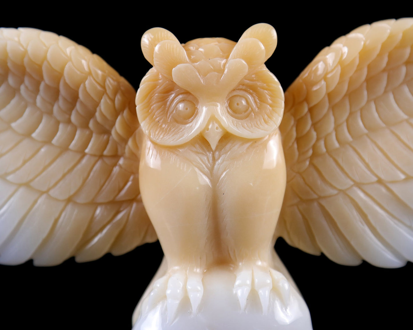 Nicedony 9.3" Blue Chalcedony Hand Carved Crystal Owl Sculpture - View 2