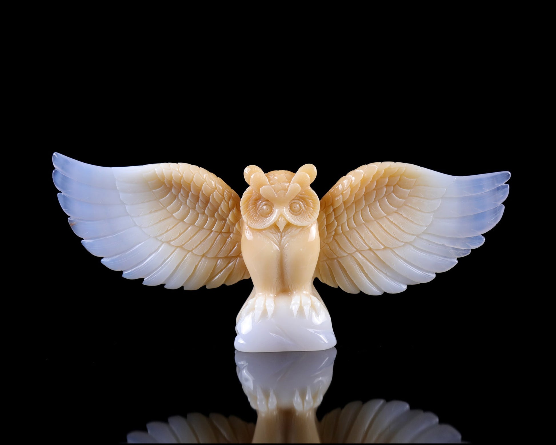 Nicedony 9.3" Blue Chalcedony Hand Carved Crystal Owl Sculpture - View 6