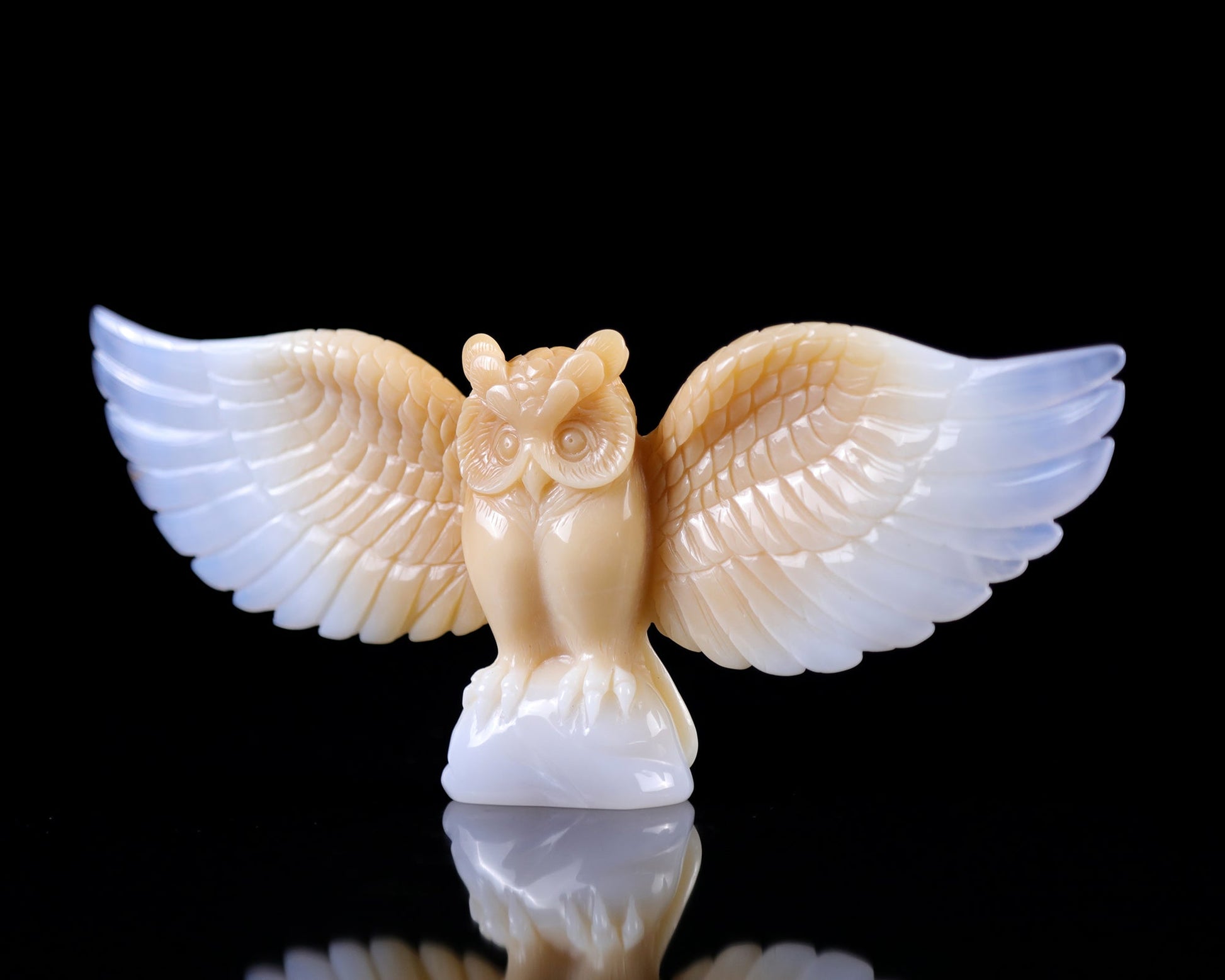 Nicedony 9.3" Blue Chalcedony Hand Carved Crystal Owl Sculpture - View 8