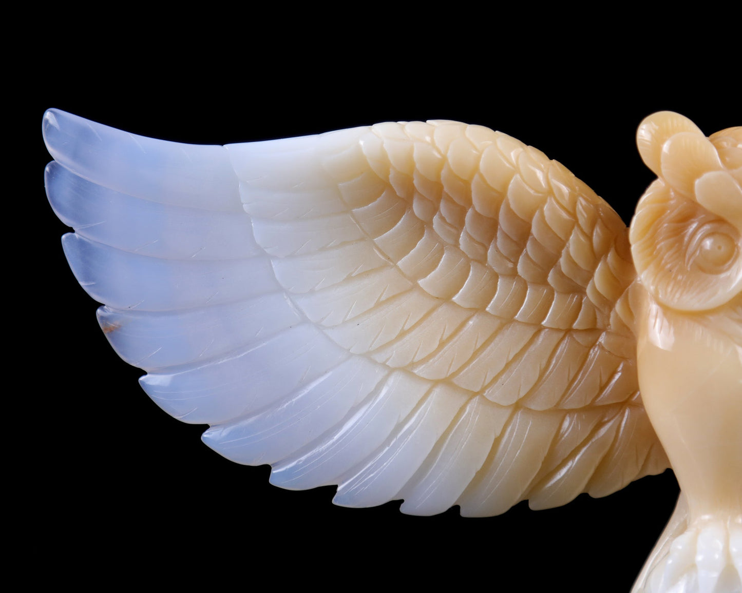 Nicedony 9.3" Blue Chalcedony Hand Carved Crystal Owl Sculpture - View 3