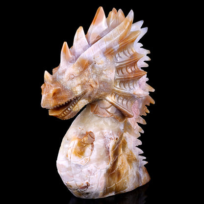 Nicedony Amazing 9.8" Chalcedony Hand Carved Crystal Dragon Sculpture - View 7
