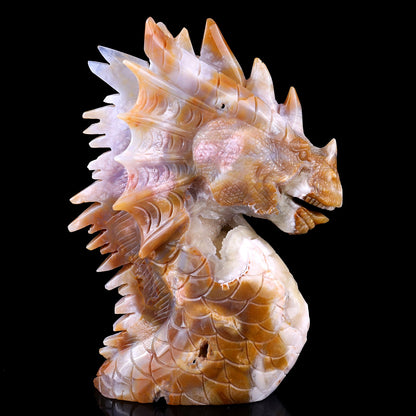 Nicedony Amazing 9.8" Chalcedony Hand Carved Crystal Dragon Sculpture - View 4